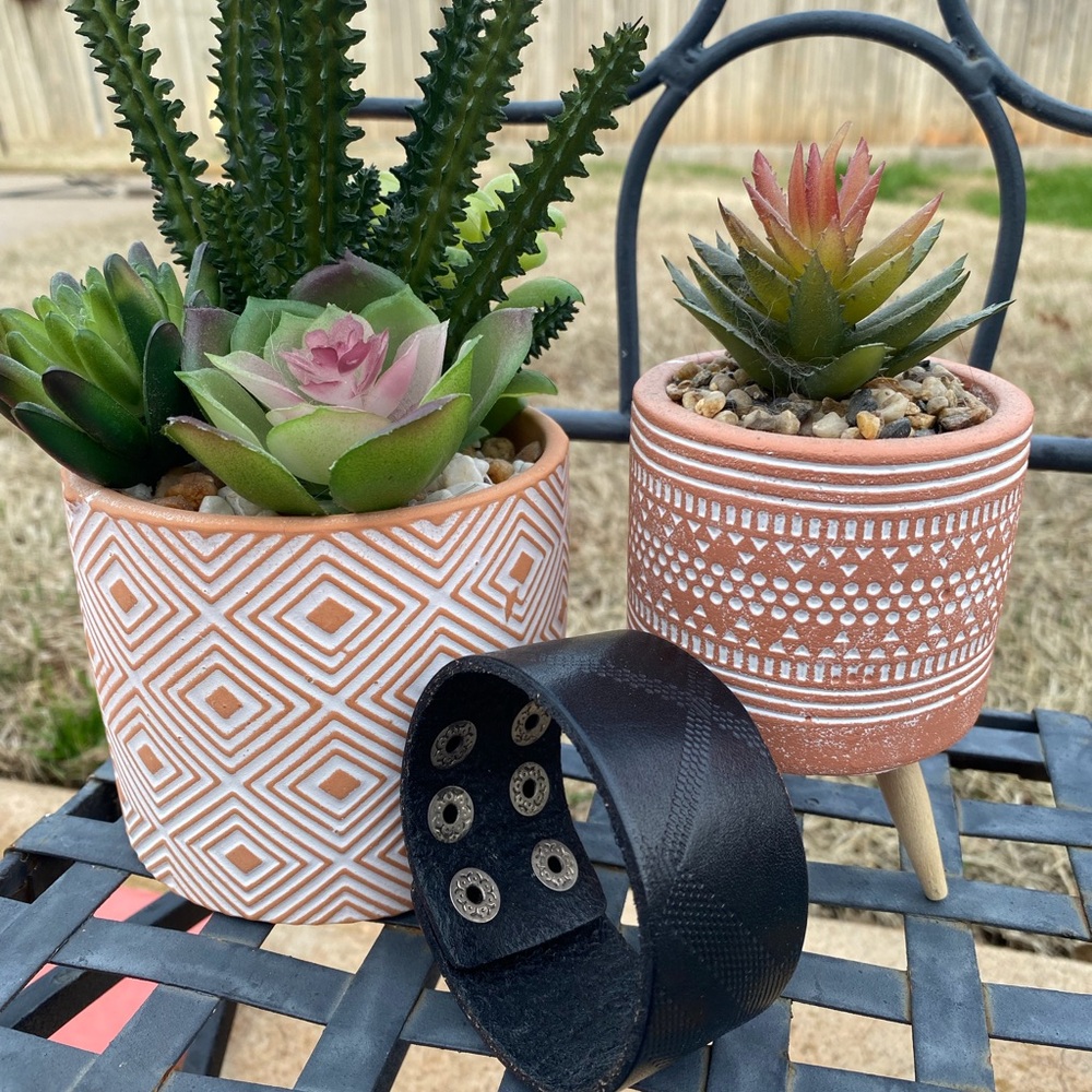 Black Leather Adjustable Cuff